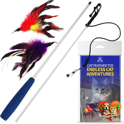 Pet Fit For Life Cat Feather Wand Toy - Interactive Playtime for Indoor Cats