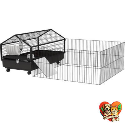 PawHut Mini Animal Hutch with Play Area for Small Pets