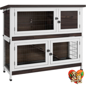 PawHut Outdoor Rabbit Habitat with 2-Tier Design for Spacious Pet Housing