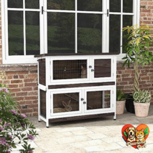 PawHut Indoor Rabbit Habitat with 2-Tier Design for Home Use