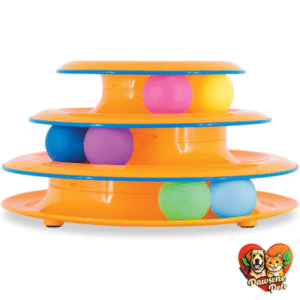 Catstages Tower of Tracks 3-Level Cat Toy with 6 Balls - Interactive Orange Toy