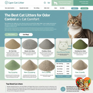 A happy cat playing in a clean litter box with fresh cat litter