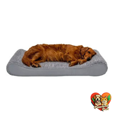 Furhaven Orthopedic Dog Bed - Ultra Plush Faux Fur & Suede Luxe Lounger, Gray