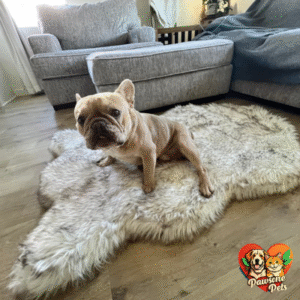 PupRug Indoor Orthopedic Dog Bed - Fluffy Soft Faux Fur and Memory Foam, White with Brown Accents