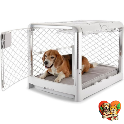 DIGGS Revol Collapsible Dog Crate with Wheels - Ash, Medium