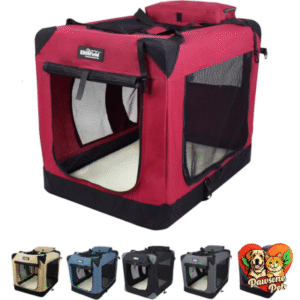 EliteField Soft Dog Crate - Maroon, 20" x 14" x 14", 3-Door Folding Design