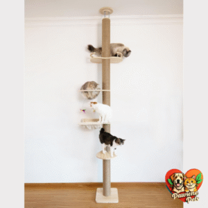 TQEW Cat Tree Floor to Ceiling - Natural Sisal Rope Scratching Post