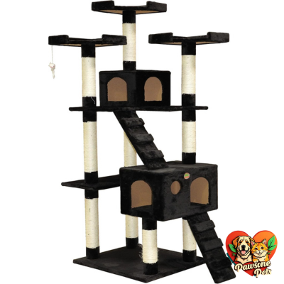 Go Pet Club 72" Tall Cat Tree Tower - Black, Large Cat Tree with Condos
