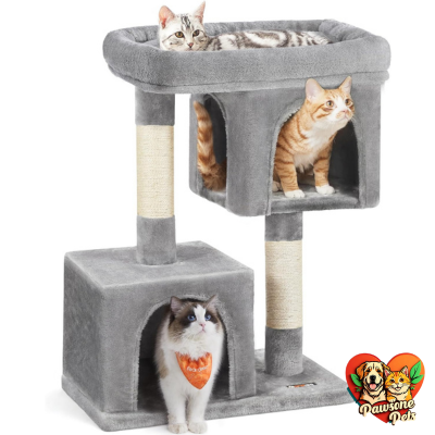 Feandrea Cat Tree - 33.1-Inch Cat Tower for Large Cats, Light Gray