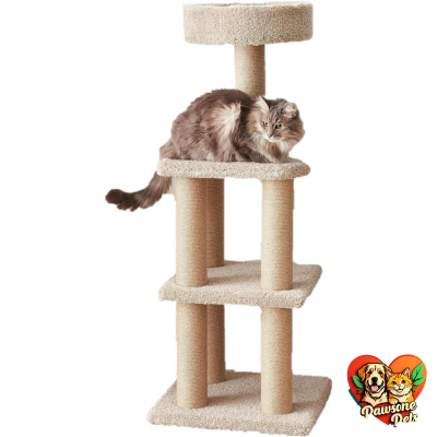 Amazon Basics Cat Tree - Beige, Multi-Level Climbing Tower with Scratching Posts