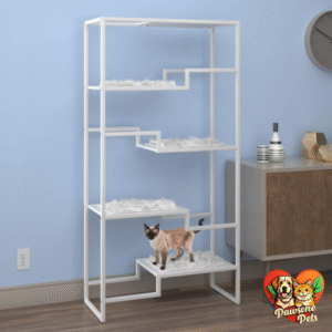 THE REFINED FELINE Metropolitan Cat Condo - White Metal Frame, Multi-Level Cat Tree