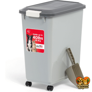 IRIS USA Dog Food Storage Container with Wheels - Airtight Lid and 2-Cup Scoop for Fresh Pet Food