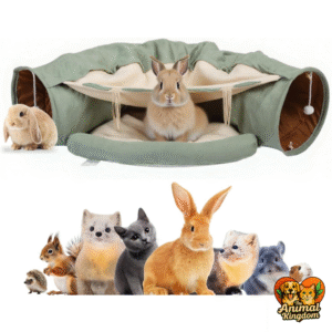 The Animal Kingdom's VelvetPaw 2-in-1 Foldable Matcha Bunny Tunnel & Pet Cushion Bed for providing rabbits with a cozy tunnel and bed