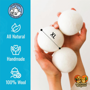 Wool dryer balls for commercial laundry and pet hair removal